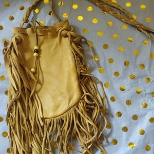Vintage artisan Yellowstone Fringed leather purse